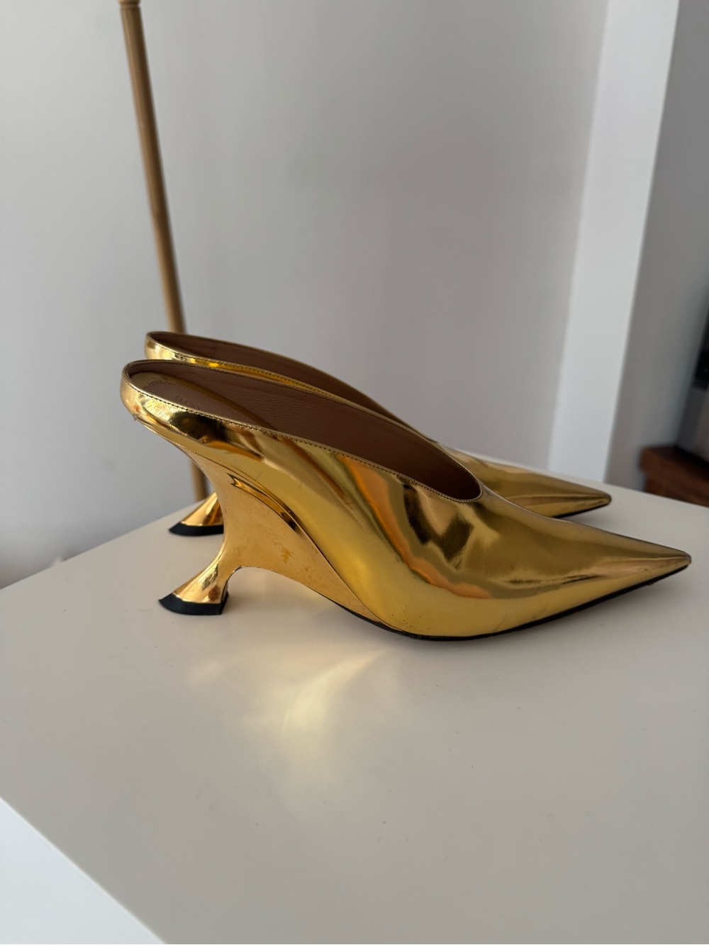 Bottega Veneta Gold Rocket Calfskin Mule